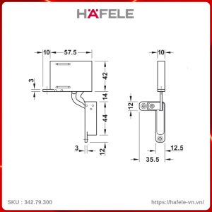 Bản Lề Âm 3 Chiều Hafele 342.79.300