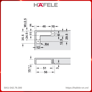 Bản Lề Âm 3 Chiều Hafele 342.79.300