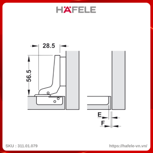 Bản Lề Lọt Lòng Không Giảm Chấn Metta A 110° Hafele 311.01.079