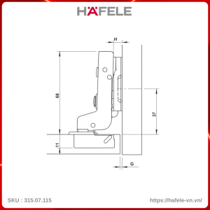 Bản Lề Lọt Lòng Metalla SM DIY 110º Hafele 315.07.115