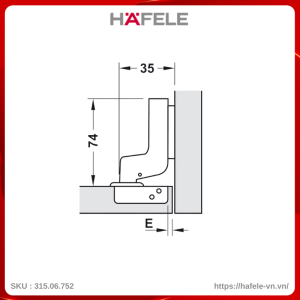 Bản Lề Lọt Lòng Metalla SM 110° Giảm Chấn Hafele 315.06.752