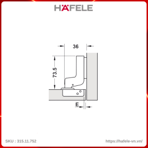 Bản Lề Lọt Lòng Metalla SM 110° Giảm Chấn Hafele 315.11.752