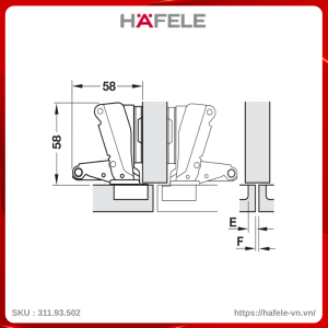 Bản Lề Metalla A 165° Trùm Nửa Hafele 311.93.502