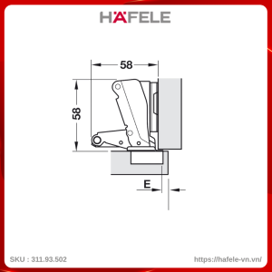 Bản Lề Metalla A 165° Trùm Nửa Hafele 311.93.502