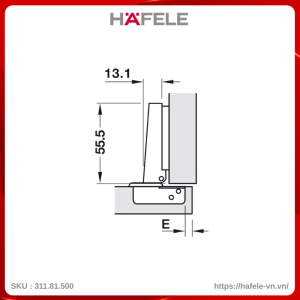 Bản Lề Metalla A 95° Trùm Ngoài Hafele 311.81.500