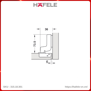 Bản Lề Metalla SM Không Bật 110​° Trùm Nửa Hafele 315.18.301