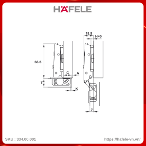 Bản Lề Trùm Ngoài Metallamat Neo 110º Hafele 334.00.001