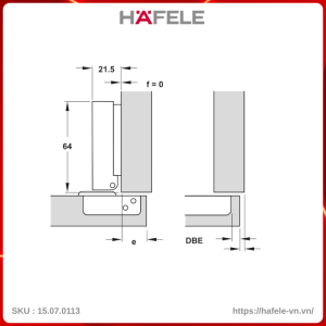 Bản Lề Trùm Ngoài Metalla SM DIY 110º Hafele 315.07.113