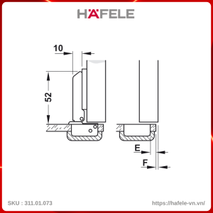 Bản Lề Trùm Ngoải Metalla Mini A 95º Cửa Kính Hafele 311.01.073