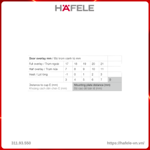 Bản Lề Trùm Ngoài Metalla A 155º Hafele 311.93.550
