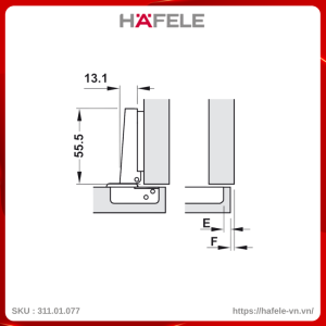 Bản Lề Trùm Ngoài Metalla A 110°​ Không Giảm Chấn Hafele 311.01.077