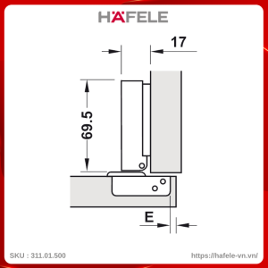 Bản Lề Trùm Ngoài Metalla SM 110° Giảm Chấn Hafele 311.01.500