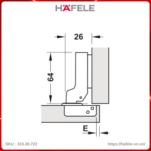 Bản Lề Trùm Nửa Metalla A 110º Giảm Chẩn Hafele 315.30.722
