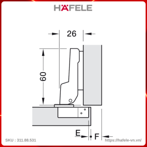 Bản Lề Trùm Nửa Metalla A 110º Hafele 311.88.531