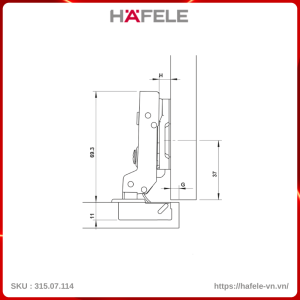 Bản Lề Trùm Nửa Metalla SM DIY 110º Hafele 315.07.114