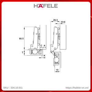 Bản Lề Trùm Nửa Metallamat Neo 110º Hafele 334.10.011