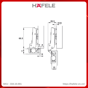 Bản Lề Trùm Nửa Metallamat Neo 110º Hafele 334.10.001