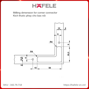 Bas Nối Sử Dụng Với Khung Nhôm Hafele 342.79.718