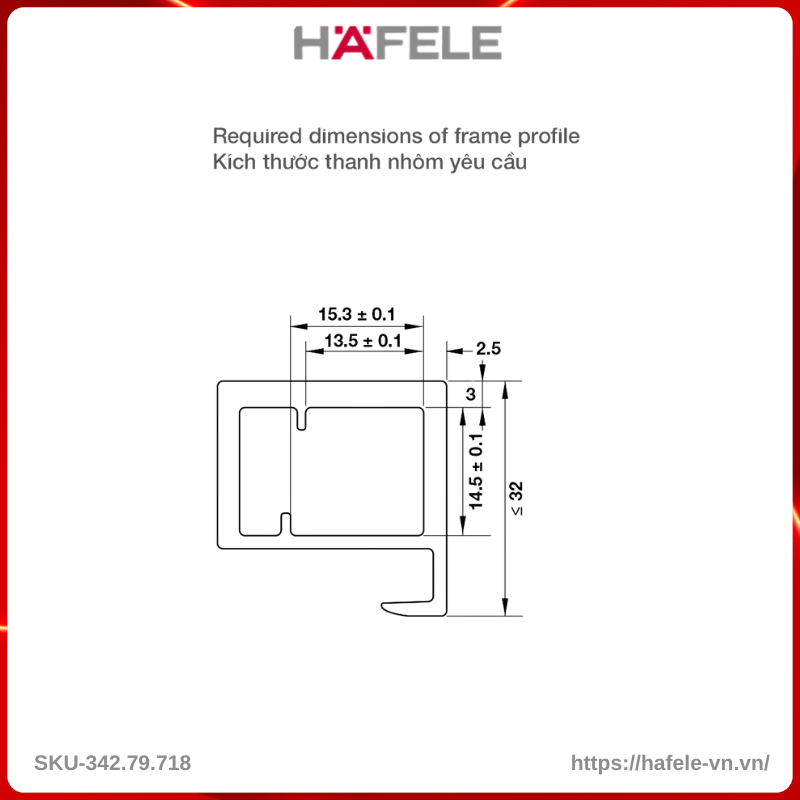 Bas Nối Sử Dụng Với Khung Nhôm Hafele 342.79.718
