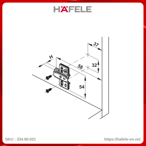 Đế Bản Lề Mettalamat Neo Chữ Thập Hafele 334.90.021