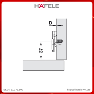 Đế Bản Lề Tủ Metalla 310 SM Hafele 311.71.500