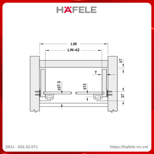 Ray Âm EPC Evo 300mm Giảm Chấn Hafele 433.32.071