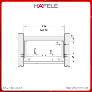 Ray Âm EPC Evo 550mm Giảm Chấn Hafele 433.32.076