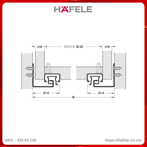 Ray Âm EPC Plus Nhấn Mở 450mm Hafele 433.03.135