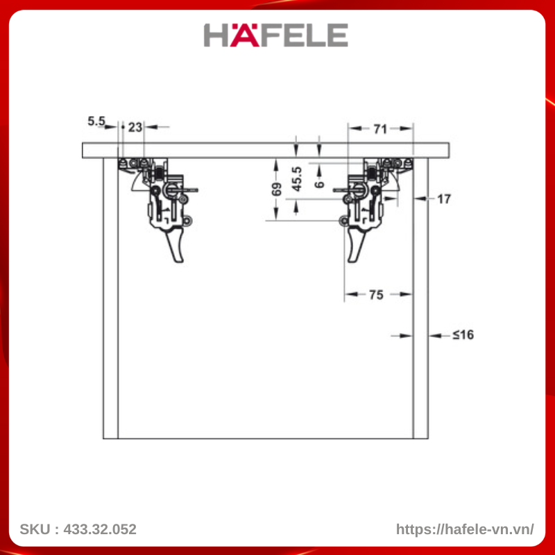 Ray Âm EPC Pro Giảm Chấn 350mm Hafele 433.32.052