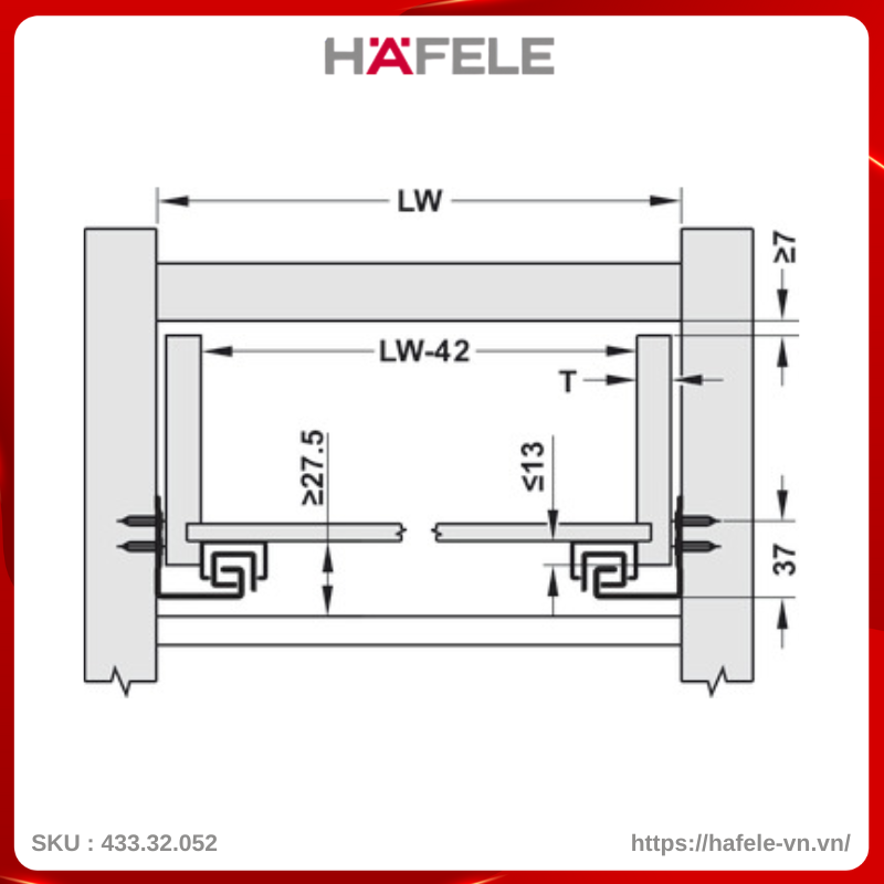 Ray Âm EPC Pro Giảm Chấn 350mm Hafele 433.32.052