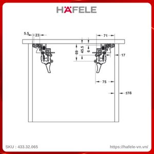 Ray Âm EPC Pro Nhấn Mở 500mm Hafele 433.32.065