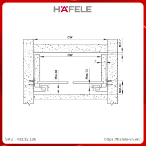 Ray Âm Matrix UM 550mm Giảm Chấn Hafele 433.32.136