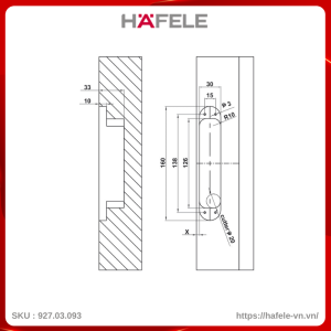 Bản Lề Âm Cửa 120Kg Hafele 927.03.093