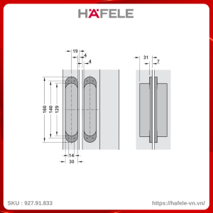 Bản Lề Âm Cửa Nặng 80Kg Hafele 927.91.833
