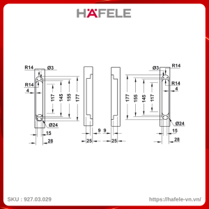 Bản Lề Âm Cửa Nặng 80Kg Hafele 927.03.029