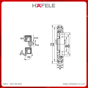 Bản Lề Âm Điều Chỉnh 3D Màu Đen Hafele 927.03.043