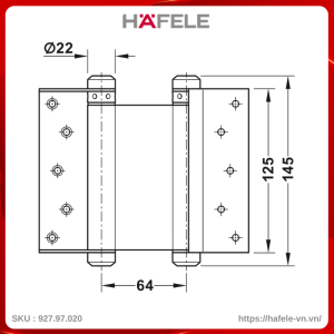 Bản Lề Bật 2 Chiều 125mm Hafele 927.97.060