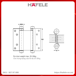 Bản Lề Bật 2 Chiều 150mm Hafele 927.97.080