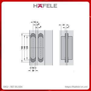 Bản Lề Cửa Âm Hafele 927.91.634
