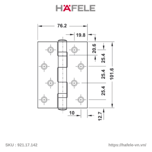 Bản Lề Lá 2 Vòng Bi 55Kg Hafele 921.17.142