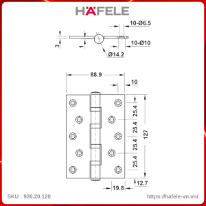 Bản Lề Lá 2 Vòng Bi 80Kg Hafele 926.20.120