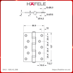 Bản Lề Lá 2 Vòng Bi 80Kg Hafele 926.41.288