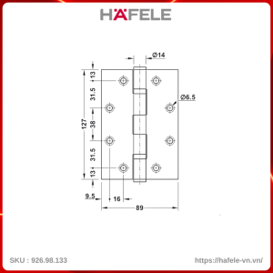 Bản Lề Lá 2 Vòng Bi Hafele 926.98.133