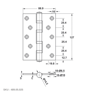 Bản Lề Lá 4 Vòng Bi 80Kg Hafele 489.05.025