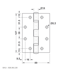 Bản Lề Lá Chống Cháy 2 Vòng Bi 120Kg Hafele 926.98.130