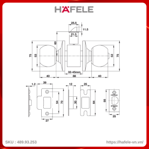 Bộ Khóa 4 Ổ Khóa Tròn Và Chìa Chủ Hafele 489.93.253