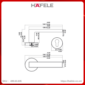Bộ Khóa Tay Nắm Cửa DIY Set E Hafele 499.63.635
