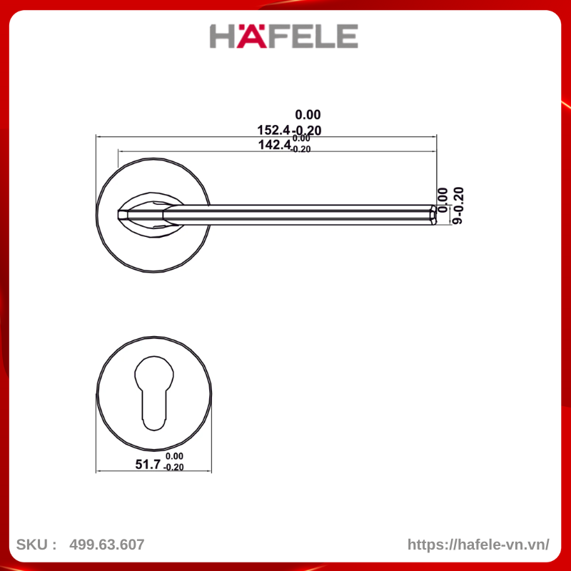 Bộ Khóa Tay Nắm Cửa DIY Set A Hafele 499.63.607