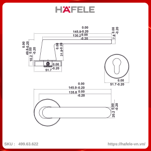 Bộ Khóa Tay Nắm Cửa DIY Set C Hafele 499.63.622
