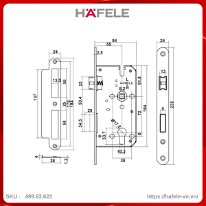 Bộ Khóa Tay Nắm Cửa DIY Set C Hafele 499.63.622